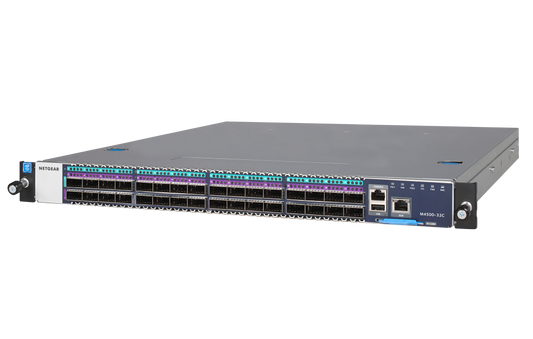 Network switch with multiple ports on a white background