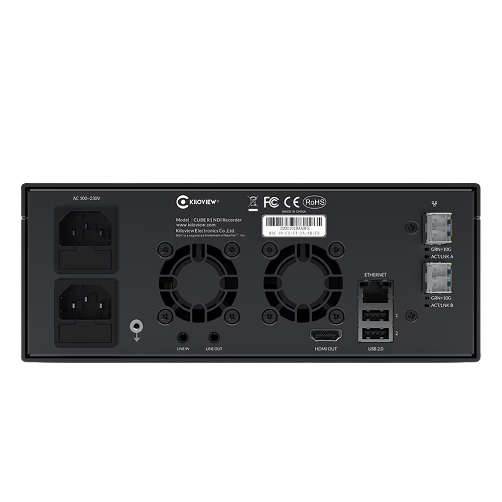 Kiloview CUBE R1 9-Channel NDI Recorder System Ports Inputs Back Rear View