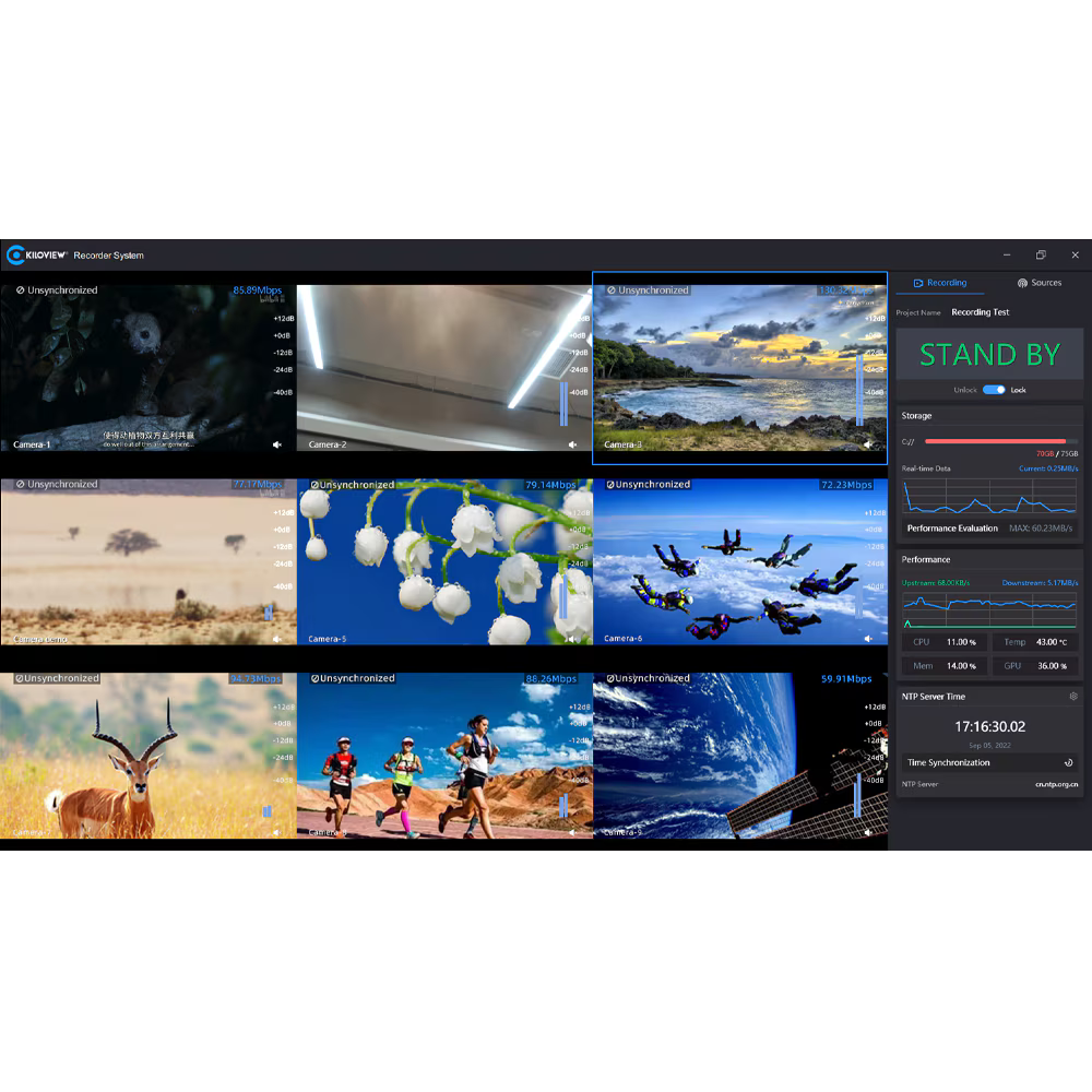 Kiloview CUBE R1 9-Channel NDI Recorder System Interface