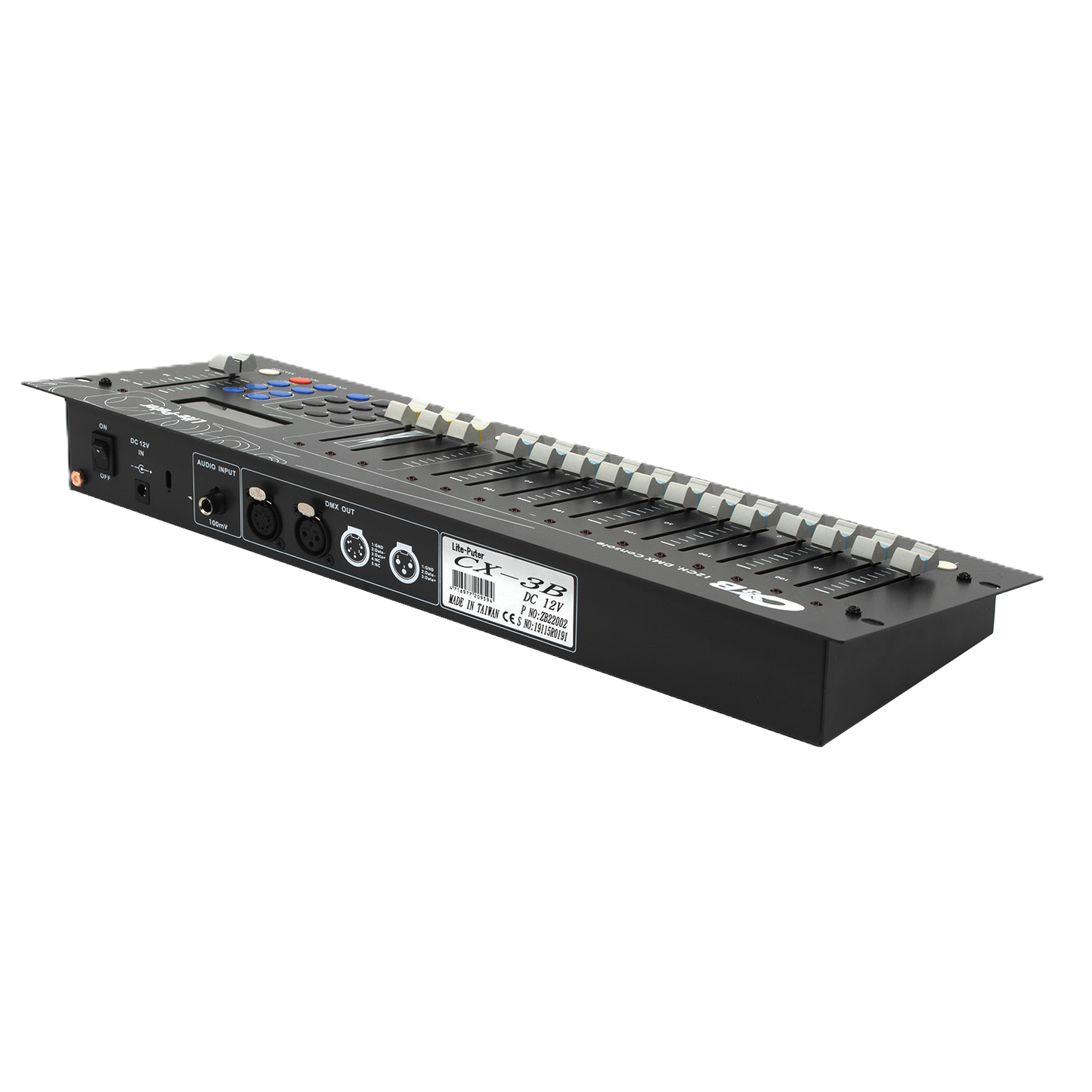 Black electronic device with control panel on a white background