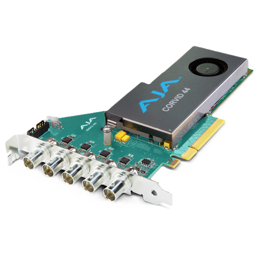 An NVIDIA CORID 4K PCIe 4x4 multi-Gigabit Ethernet card with six BNC connectors on a green PCB, featuring a silver heat-shrink shield with blue NVIDIA branding.
