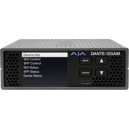 AJA DANTE-12GAM AoIP Dual Channel Converter with Dante, AES67 & ST2110 with BNC SFP