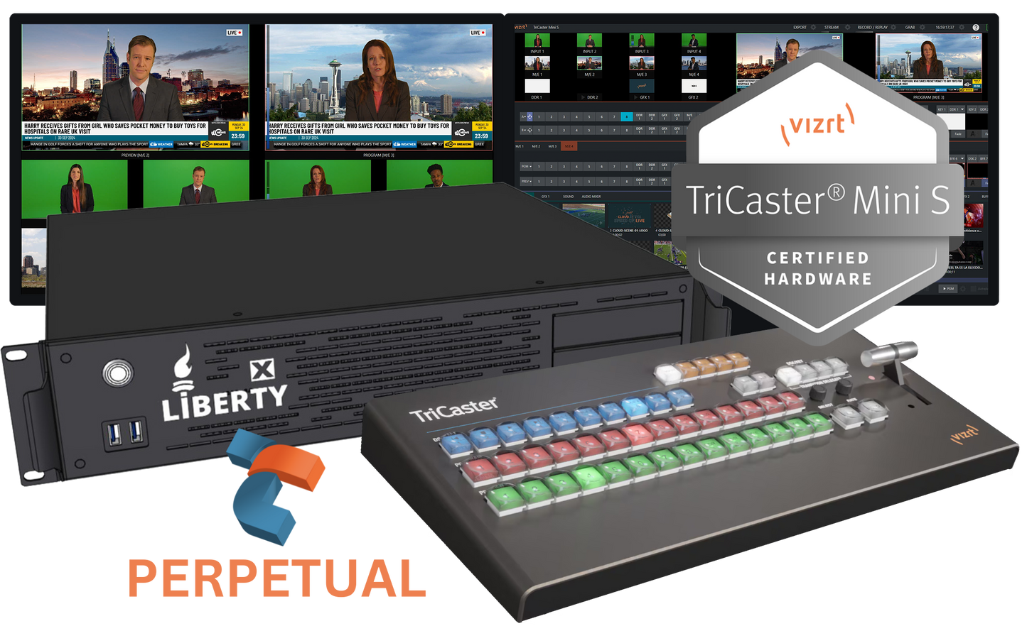 Liberty X Workstation with Vizrt TriCaster Mini Control Surface and TriCaster Mini S Software Perpetual Bundle Promo