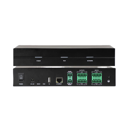 Network switch with multiple ports on a white background