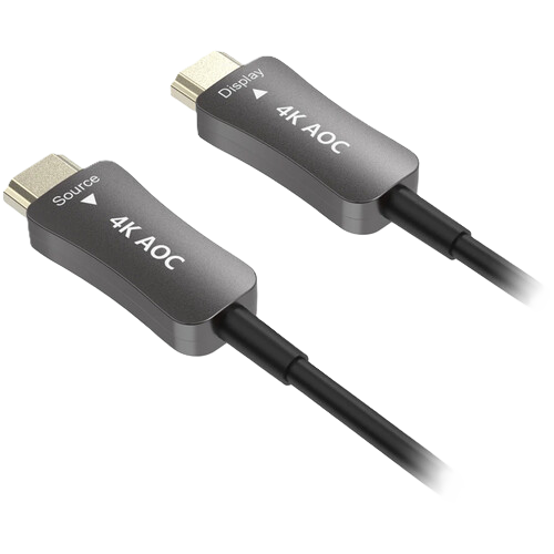 Two 4K AOC cables on a white background