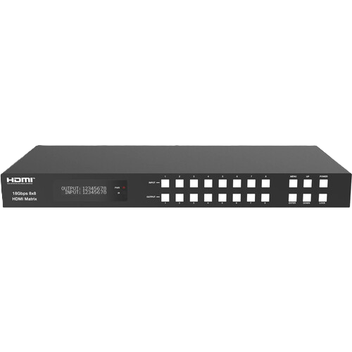 Black electronic device with ports on a white background