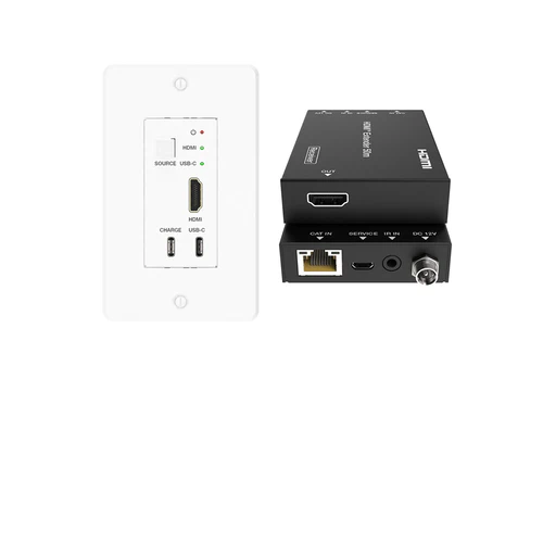 Black electronic device with multiple ports on a white background
