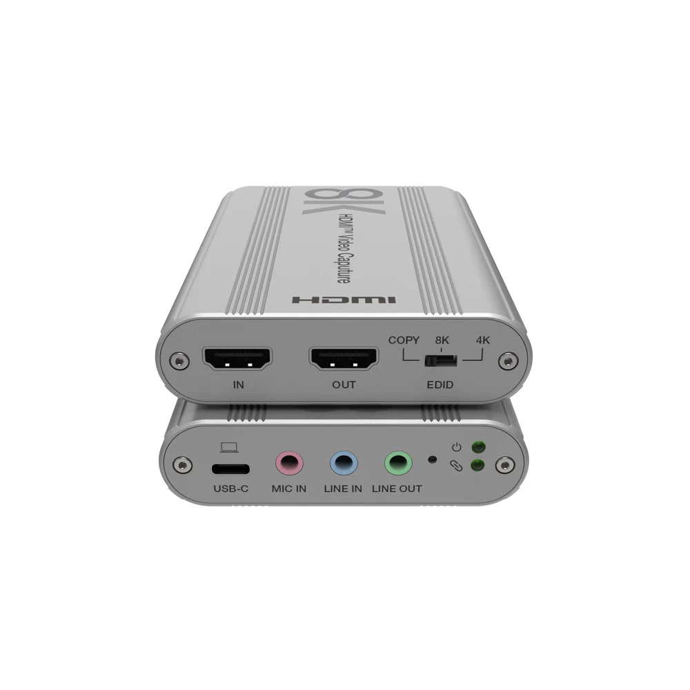 DVDO 8K HDMI to USB 3.2 Capture Dongle with HDMI Loop Out and Separate Audio Input & Output