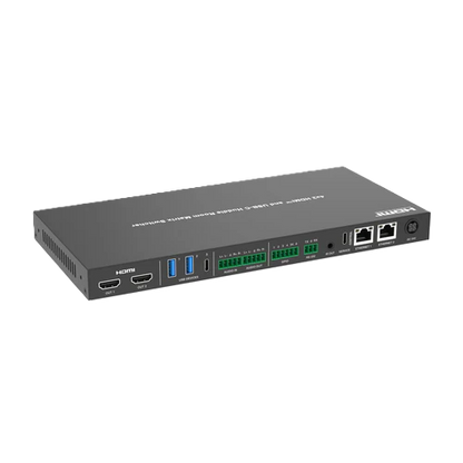 KVM switch with multiple ports on a white background DVDO-USBC-HDMI-PS-42-XL