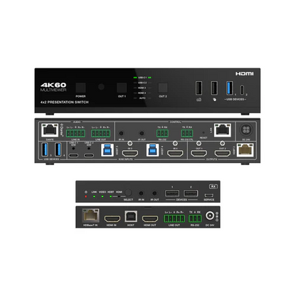 DVDO 4K 4x2 Seamless Presentation Switcher / Extender with USB-C & HDMI Inputs & Dante  NEW