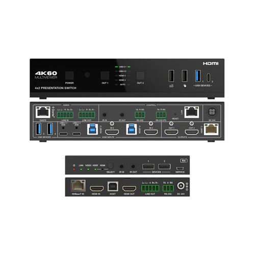 DVDO 4K 4x2 Seamless Presentation Switcher / Extender with USB-C & HDMI Inputs & Dante  NEW