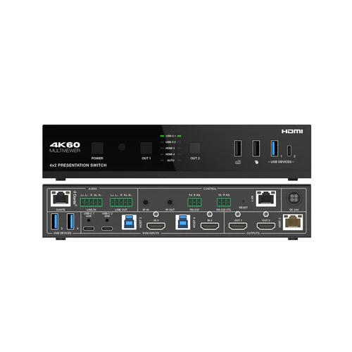 DVDO 4K 4x2 Seamless Presentation Switcher / Extender with USB-C & HDMI Inputs & Dante  NEW