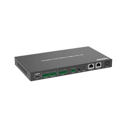 Network switch with multiple ports on a white background