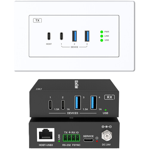 DVDO 1-Host USB-C & USB 3.2 Gen 1 100m Extender over HDBaseT (EU/UK WP Tx to Box Rx)