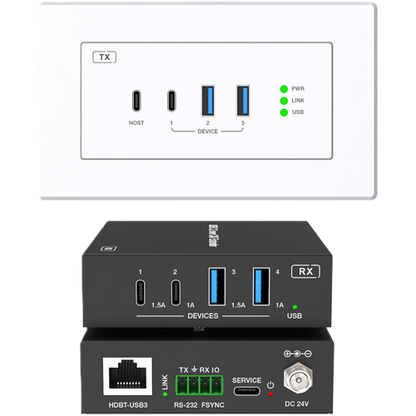 DVDO 1-Host USB-C & USB 3.2 Gen 1 100m Extender over HDBaseT (EU/UK WP Tx to Box Rx)