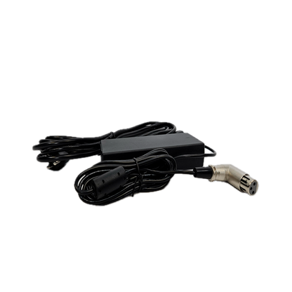 Black power cord with plug on a white background
