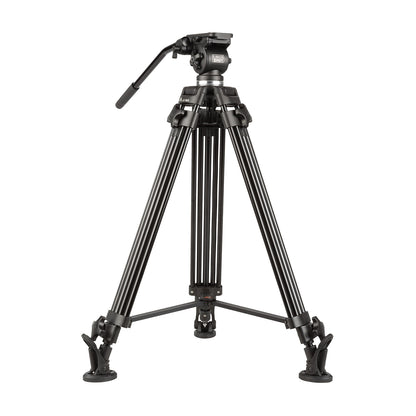 ikan 2-Stage Aluminum 65mm Fluid Head Tripod Kit, 11 lbs Payload (E-Image)