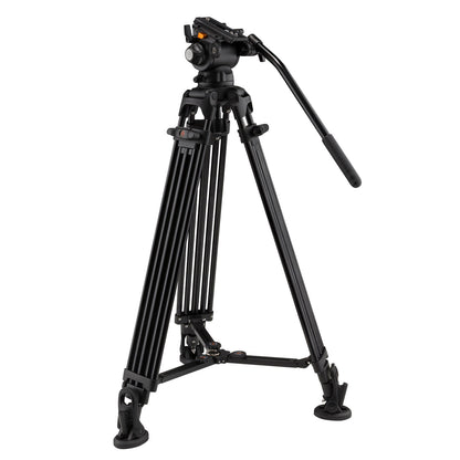 iKan 2-Stage Aluminum 75mm Fluid Head Tripod Kit, 11 lbs Payload, w/ Variable Friction Tilt Drag (E-Image)