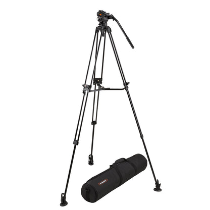 iKan 2-Stage Aluminum 75mm Fluid Head Tripod Kit, 11 lbs Payload, w/ Variable Friction Tilt Drag (E-Image)