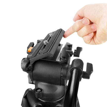 iKan 2-Stage Aluminum 75mm Fluid Head Tripod Kit, 11 lbs Payload, w/ Variable Friction Tilt Drag (E-Image)