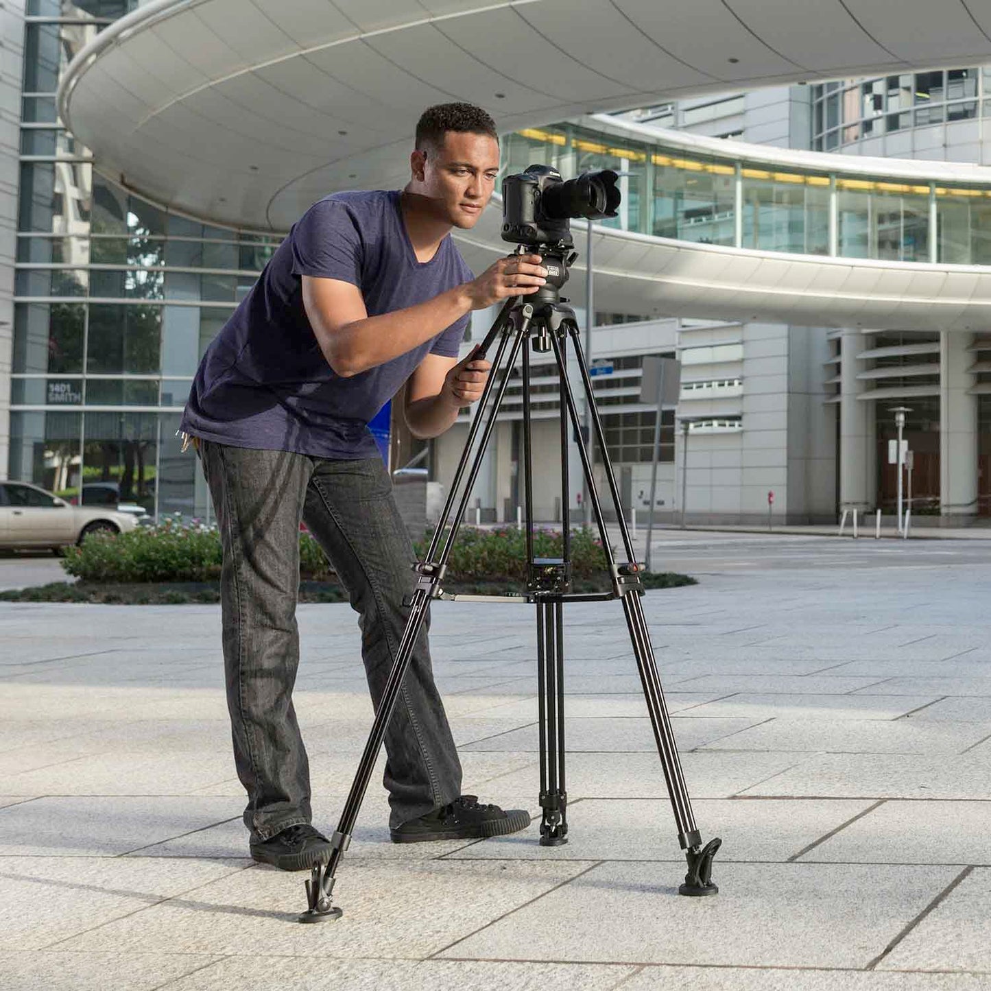 iKan 2-Stage Aluminum 75mm Fluid Head Tripod Kit, 11 lbs Payload, w/ Variable Friction Tilt Drag (E-Image)