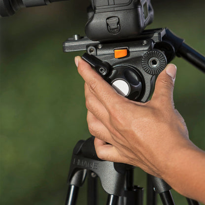 iKan 2-Stage Aluminum 75mm Fluid Head Tripod Kit, 11 lbs Payload, w/ Variable Friction Tilt Drag (E-Image)