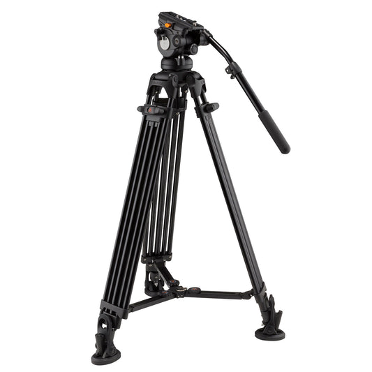 iKan 2-Stage Aluminum Fluid Head Tripod Kit, 15.4 lbs Payload, w/ Counterbalance (E-Image)