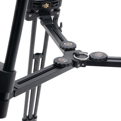 Close-up of a black camera stabilizer on a white background