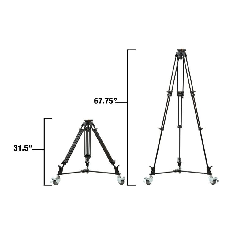 Ikan Aluminum Tripod, Dolly, 75mm Flat Base, & Quick Release Plate for PTZ Cameras