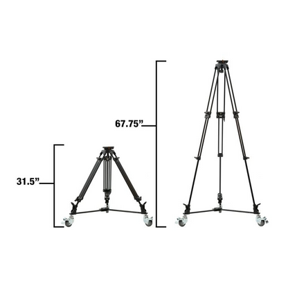 Ikan Aluminum Tripod, Dolly, 75mm Flat Base, & Quick Release Plate for PTZ Cameras