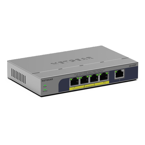NETGEAR GS105P 5-Port Gigabit Ethernet Unmanaged PoE Switch