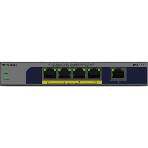NETGEAR GS105P 5-Port Gigabit Ethernet Unmanaged PoE Switch