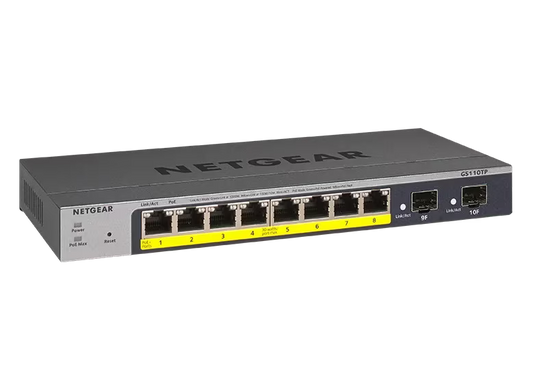 NETGEAR GS110TP 8-Port Gigabit PoE+ Ethernet Smart Switch with 2 SFP Ports and Cloud Management