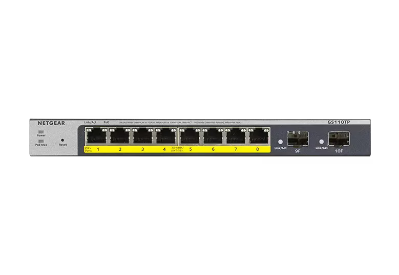 NETGEAR GS110TP 8-Port Gigabit PoE+ Ethernet Smart Switch with 2 SFP Ports and Cloud Management