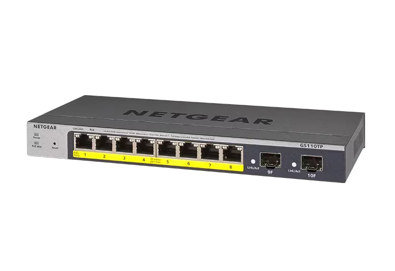NETGEAR GS110TP 8-Port Gigabit PoE+ Ethernet Smart Switch with 2 SFP Ports and Cloud Management