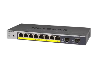 NETGEAR GS110TP 8-Port Gigabit PoE+ Ethernet Smart Switch with 2 SFP Ports and Cloud Management