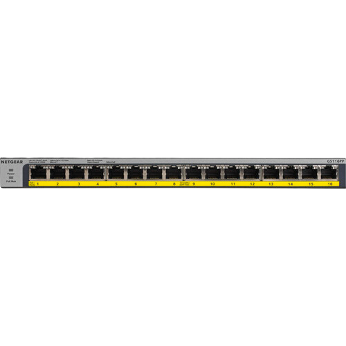 NETGEAR GS116PP 16-Port Gigabit Ethernet High-Power Unmanaged PoE+ Switch with FlexPoE (183W)