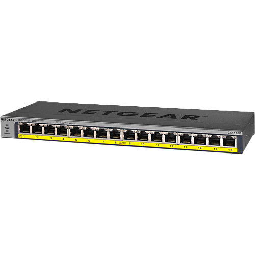 NETGEAR GS116PP 16-Port Gigabit Ethernet High-Power Unmanaged PoE+ Switch with FlexPoE (183W)