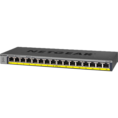 NETGEAR GS116PP 16-Port Gigabit Ethernet High-Power Unmanaged PoE+ Switch with FlexPoE (183W)