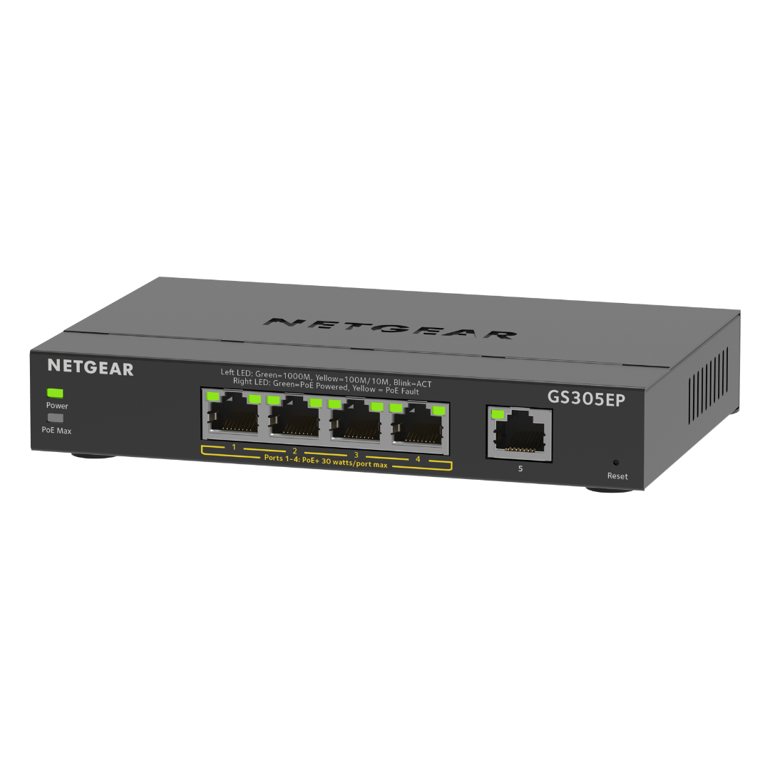 NETGEAR 5-Port Gigabit Ethernet Plus PoE Switch (63W) 300 Series SOHO Plus (GS305EP)
