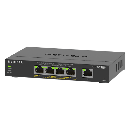 NETGEAR 5-Port Gigabit Ethernet Plus PoE Switch (63W) 300 Series SOHO Plus (GS305EP)