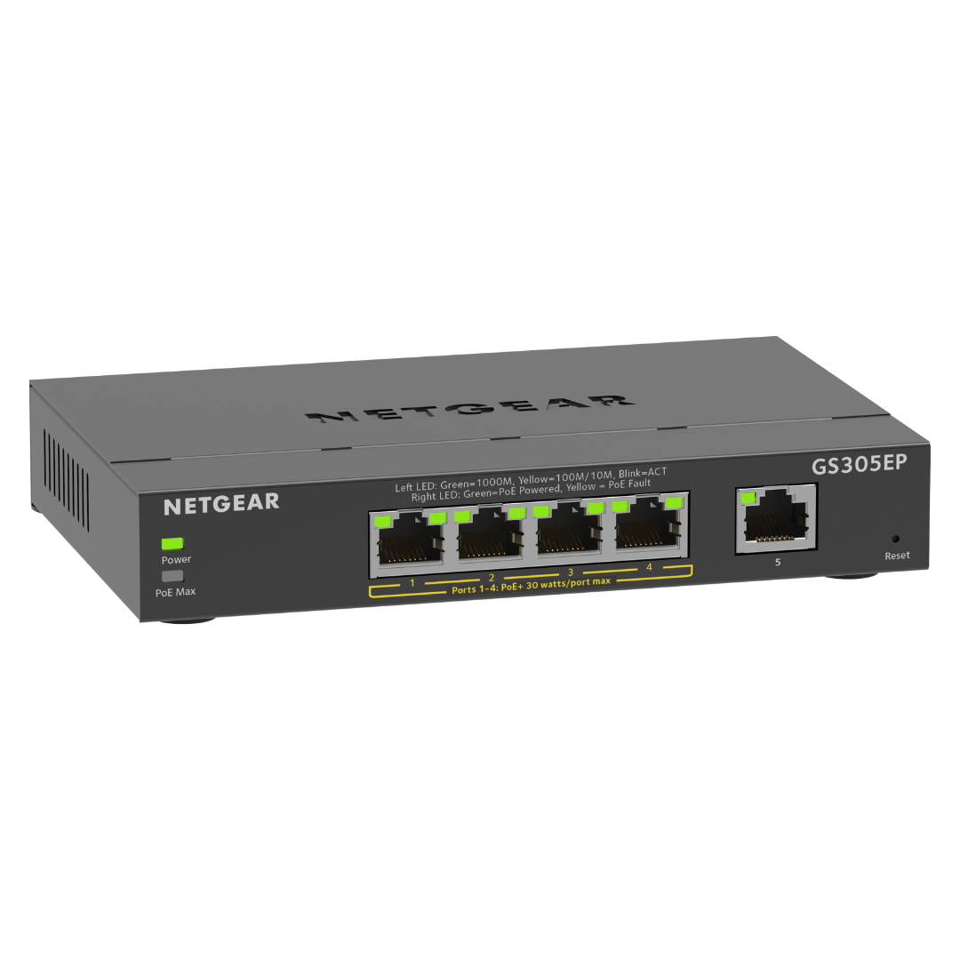 NETGEAR 5-Port Gigabit Ethernet Plus PoE Switch (63W) 300 Series SOHO Plus (GS305EP)