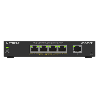 NETGEAR 5-Port Gigabit Ethernet Plus PoE Switch (63W) 300 Series SOHO Plus (GS305EP)