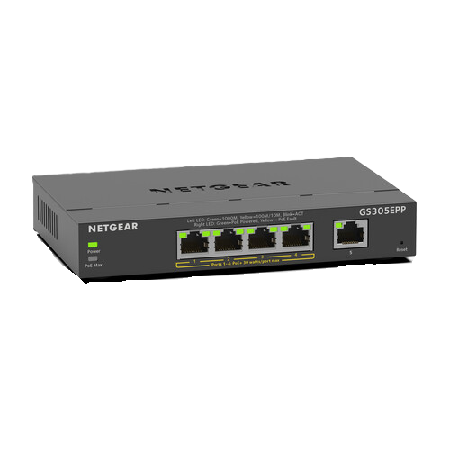 NETGEAR GS305EPP 5-Port Gigabit Ethernet Easy Smart Essentials PoE Switch (120W)