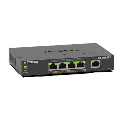 NETGEAR GS305EPP 5-Port Gigabit Ethernet Easy Smart Essentials PoE Switch (120W)