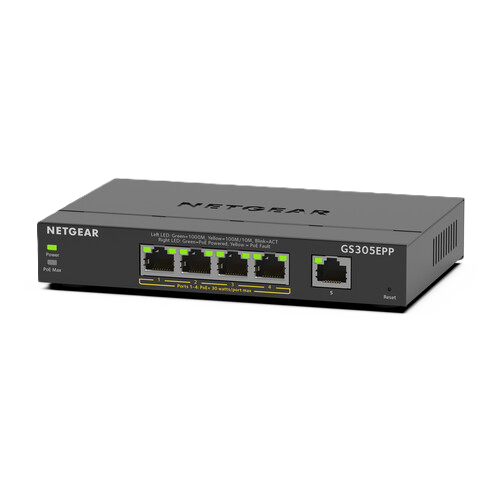 NETGEAR GS305EPP 5-Port Gigabit Ethernet Easy Smart Essentials PoE Switch (120W)