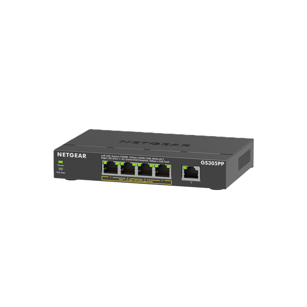 NETGEAR GS305PP 5-Port Gigabit Ethernet Unmanaged PoE+ Essentials Switch with 4-ports PoE+ (83W)