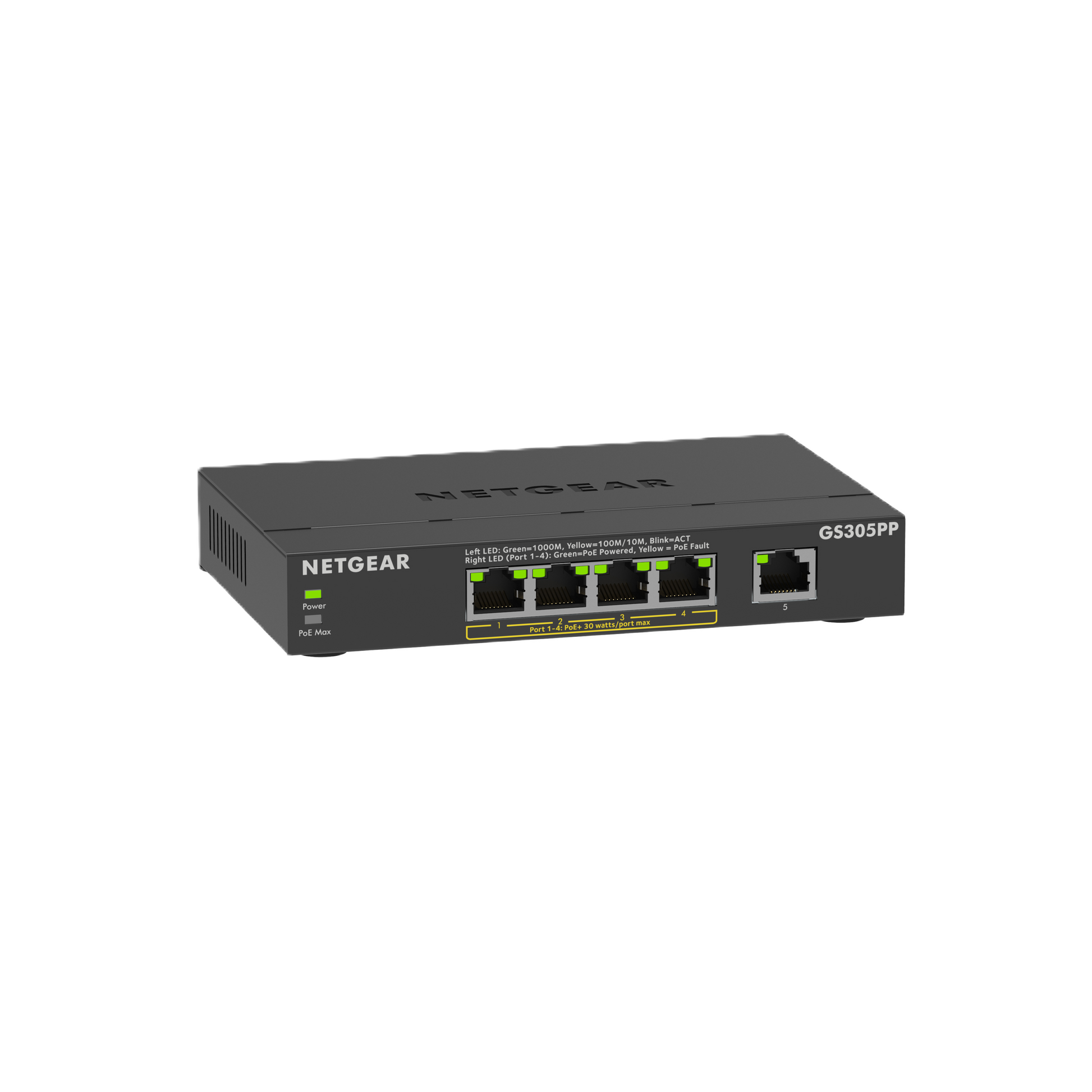 NETGEAR GS305PP 5-Port Gigabit Ethernet Unmanaged PoE+ Essentials Switch with 4-ports PoE+ (83W)