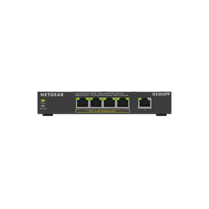 Netgear GS305PP 4-port Gigabit Ethernet switch, shown from the front on a solid white background.