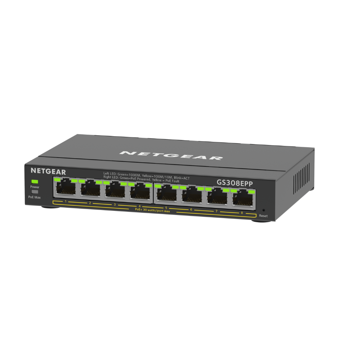 NETGEAR 8-Port PoE+ Gigabit Ethernet Plus Switch (123W) 300 Series SOHO Plus (GS308EPP)